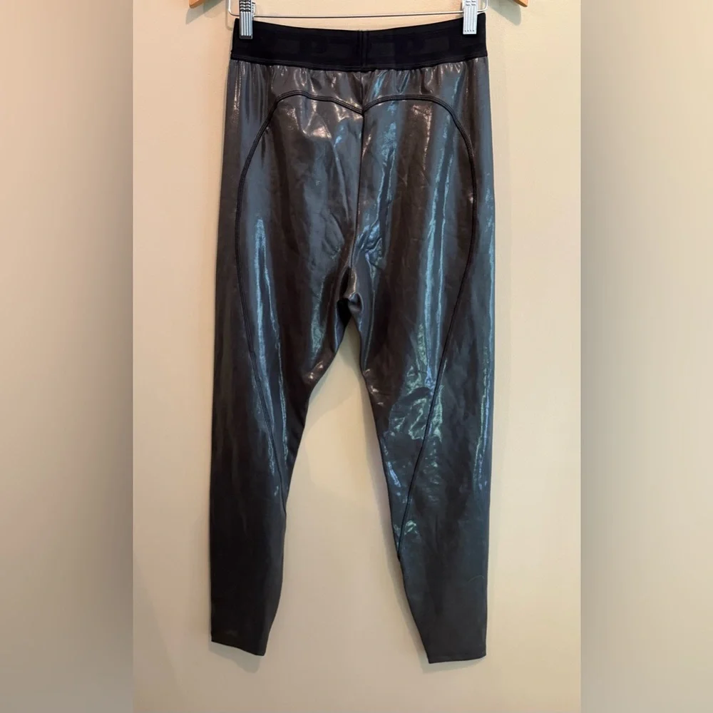 Pink Active Charcoal Black Metallic Leggings